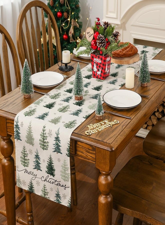 Siilues Christmas Table Runner, Christmas Tree Decorations Merry Christmas Runner for Table Seasonal Winter Decor for Indoor Outdoor Dining Table Decorations 13x72 Inch - Image 5
